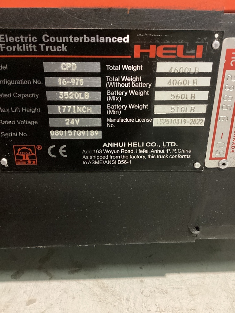 L-2032 - 2023 HELI 3500LBS