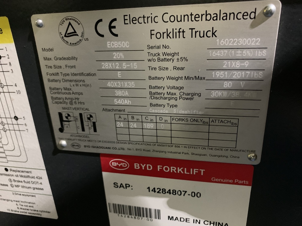 BYD ECB50C 1602230022