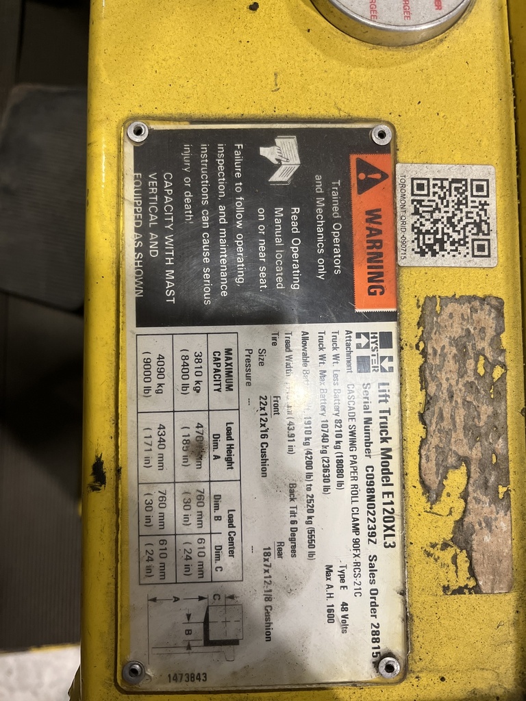 HYSTER E120XL3 C098N02239Z