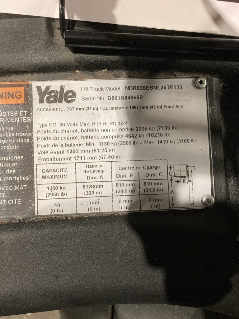 L-650 - 2017 YALE 3500LBS